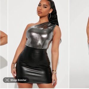 Silver One-Shoulder bodysuit